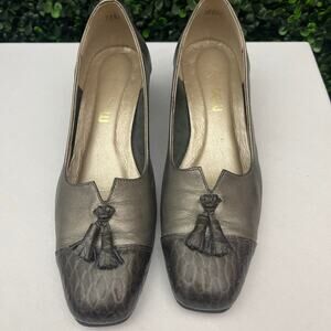 Magdesian, Vintage Pewter Pumps, Women’s Size 6.5